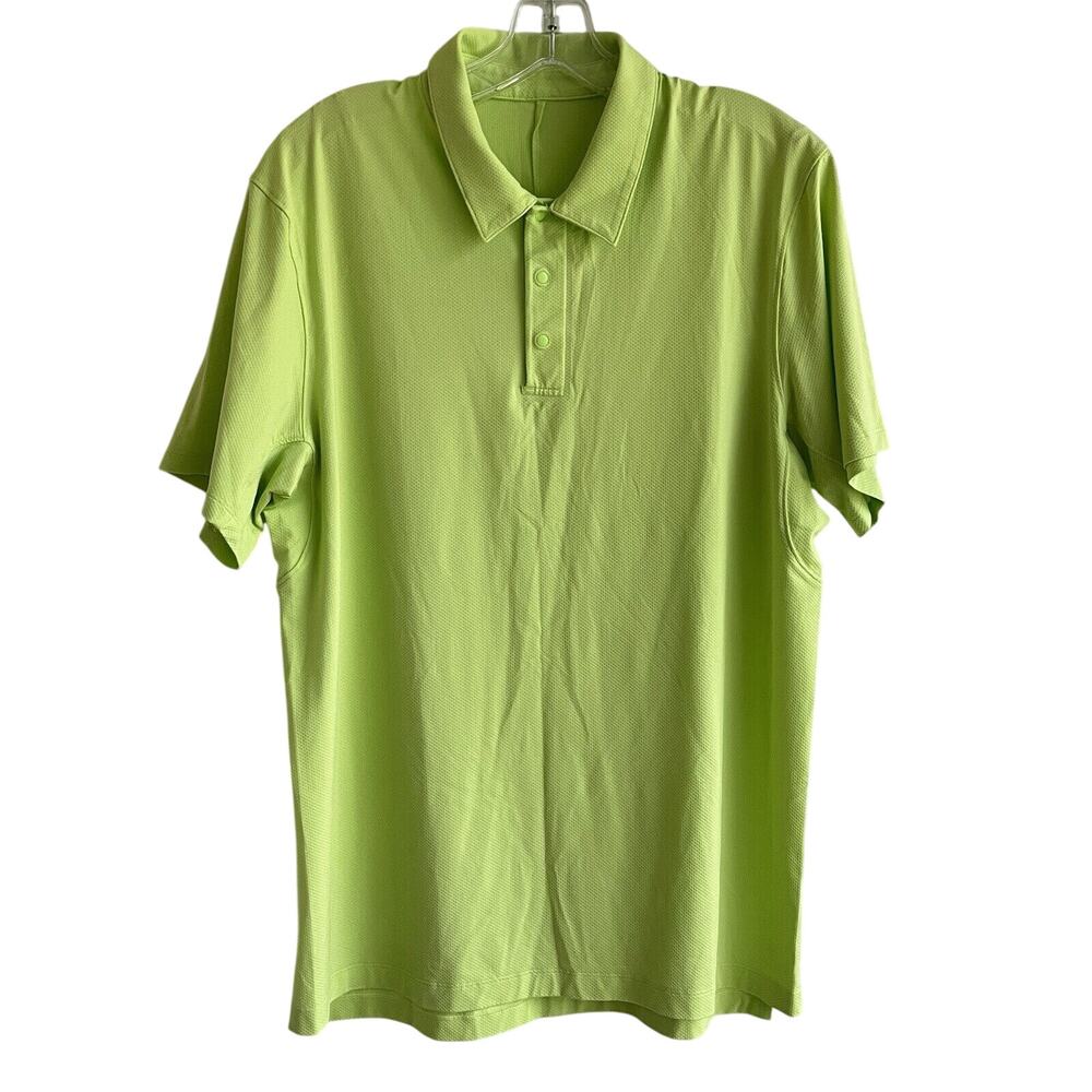 Lululemon Athletica mens polo shirt bright green size L? (see measurements)